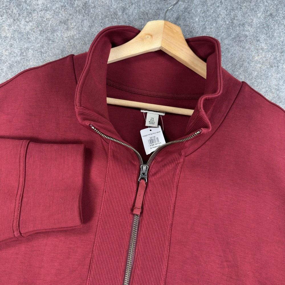 L.L.Bean Sweatshirt Womens 2X‎ Plus Red Cldlight Half Zip Pullover Mock Neck